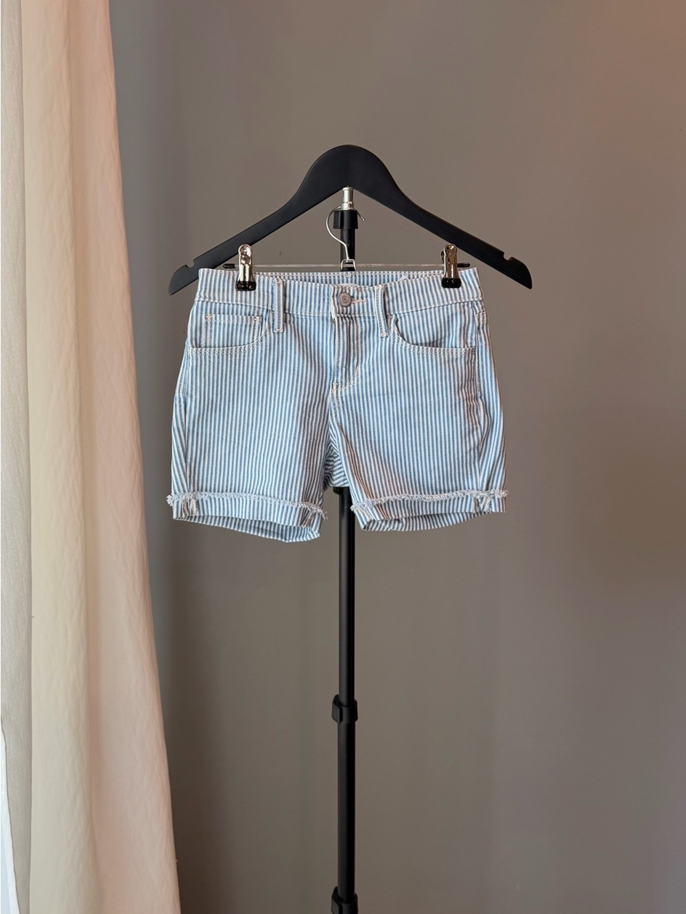 Girls Size 10 Old Navy Blue Striped Shorts Cotton Blend Coastal Casual School